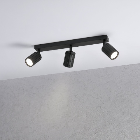 Nowoczesna lampa PRISMA 45 cm - czarna - klosze ryflowane, GU10