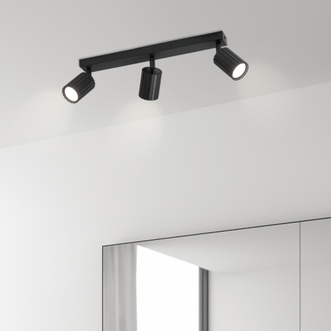 Nowoczesna lampa PRISMA 45 cm - czarna - klosze ryflowane, GU10