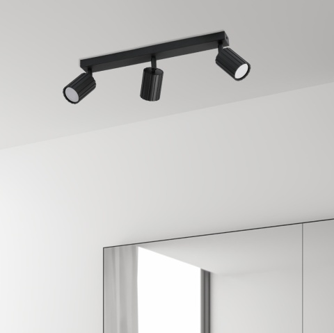 Nowoczesna lampa PRISMA 45 cm - czarna - klosze ryflowane, GU10