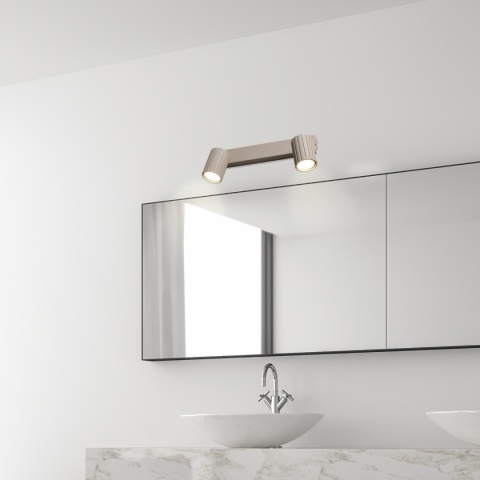 Nowoczesna lampa PRISMA 30 cm - beżowa - klosze ryflowane, GU10