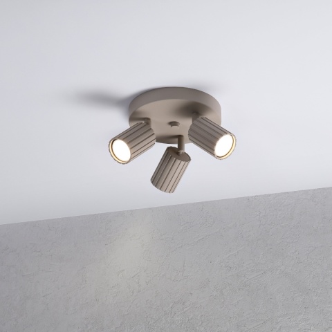 Nowoczesna lampa PRISMA śr. 20 cm - beżowa - klosze ryflowane, GU10