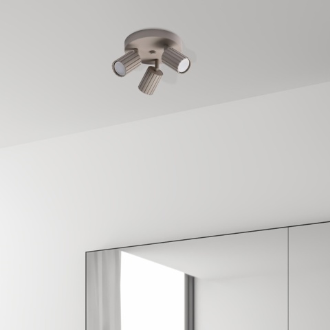 Nowoczesna lampa PRISMA śr. 20 cm - beżowa - klosze ryflowane, GU10