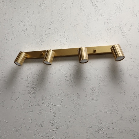 Nowoczesna lampa PRISMA 67 cm - złota - klosze ryflowane, GU10