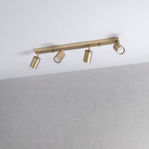 Nowoczesna lampa PRISMA 67 cm - złota - klosze ryflowane, GU10