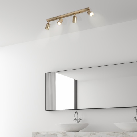 Nowoczesna lampa PRISMA 67 cm - złota - klosze ryflowane, GU10