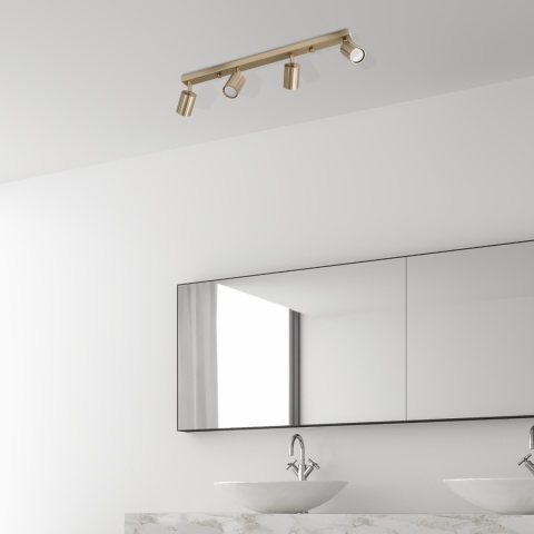 Nowoczesna lampa PRISMA 67 cm - złota - klosze ryflowane, GU10