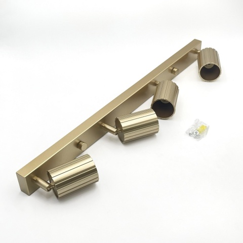 Nowoczesna lampa PRISMA 67 cm - złota - klosze ryflowane, GU10