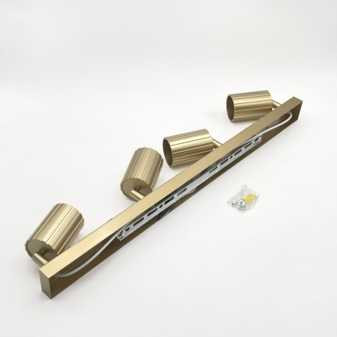 Nowoczesna lampa PRISMA 67 cm - złota - klosze ryflowane, GU10