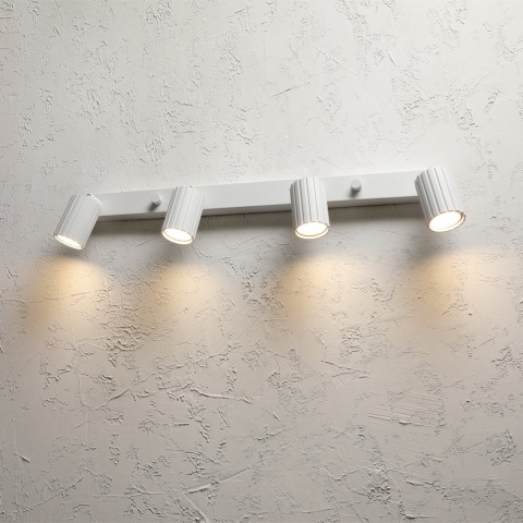 Nowoczesna lampa PRISMA 67 cm - biała - klosze ryflowane, GU10