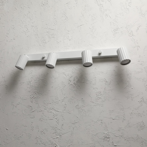 Nowoczesna lampa PRISMA 67 cm - biała - klosze ryflowane, GU10