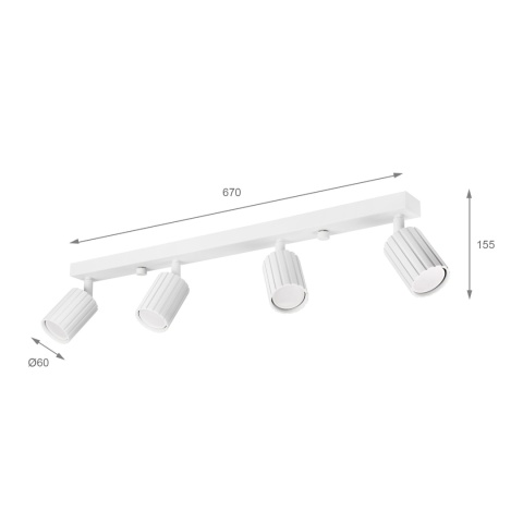 Nowoczesna lampa PRISMA 67 cm - biała - klosze ryflowane, GU10