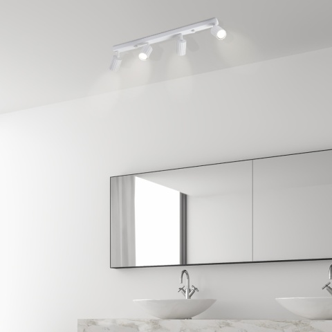 Nowoczesna lampa PRISMA 67 cm - biała - klosze ryflowane, GU10