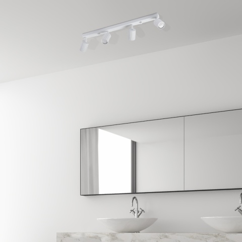 Nowoczesna lampa PRISMA 67 cm - biała - klosze ryflowane, GU10