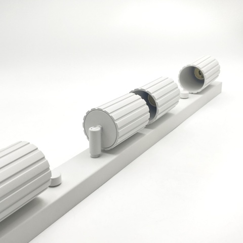 Nowoczesna lampa PRISMA 67 cm - biała - klosze ryflowane, GU10