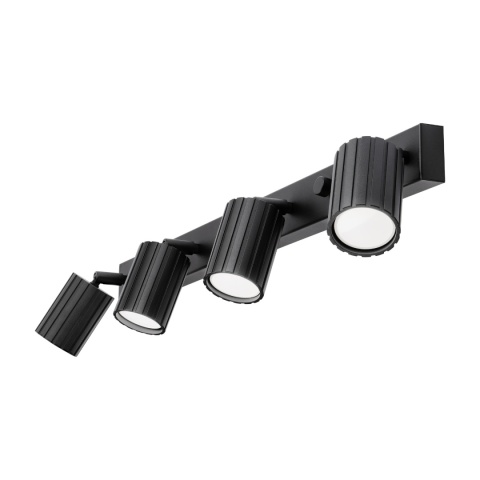 Nowoczesna lampa PRISMA 67 cm - czarna - klosze ryflowane, GU10