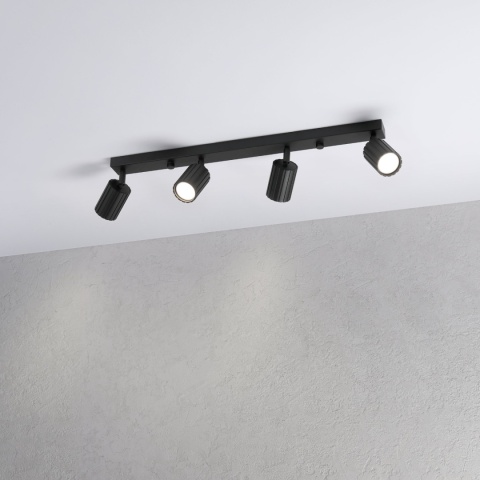 Nowoczesna lampa PRISMA 67 cm - czarna - klosze ryflowane, GU10