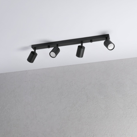 Nowoczesna lampa PRISMA 67 cm - czarna - klosze ryflowane, GU10