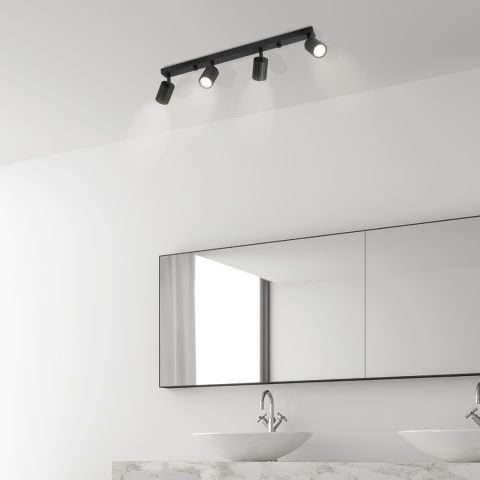 Nowoczesna lampa PRISMA 67 cm - czarna - klosze ryflowane, GU10