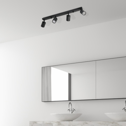 Nowoczesna lampa PRISMA 67 cm - czarna - klosze ryflowane, GU10