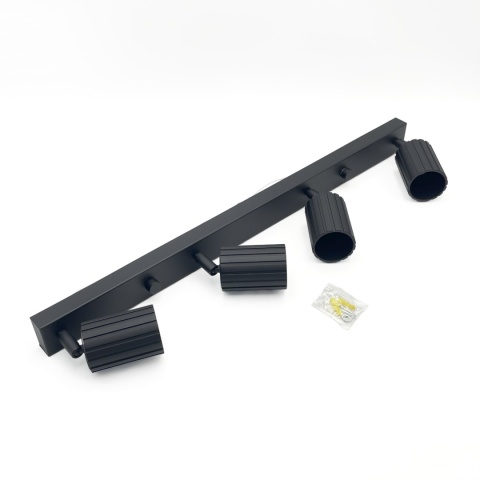 Nowoczesna lampa PRISMA 67 cm - czarna - klosze ryflowane, GU10