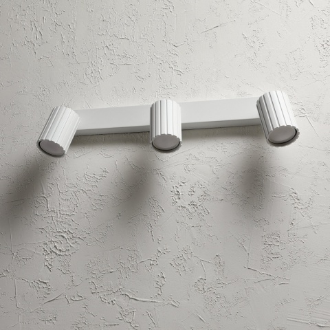 Nowoczesna lampa PRISMA 45 cm - biała - klosze ryflowane, GU10