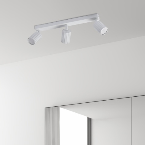 Nowoczesna lampa PRISMA 45 cm - biała - klosze ryflowane, GU10