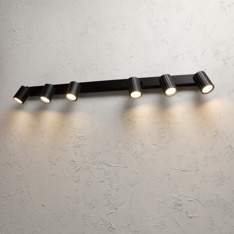 Nowoczesna lampa PRISMA 96 cm - czarna - klosze ryflowane, GU10