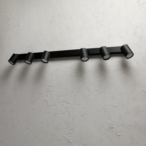 Nowoczesna lampa PRISMA 96 cm - czarna - klosze ryflowane, GU10