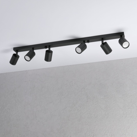 Nowoczesna lampa PRISMA 96 cm - czarna - klosze ryflowane, GU10