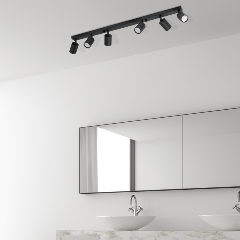 Nowoczesna lampa PRISMA 96 cm - czarna - klosze ryflowane, GU10