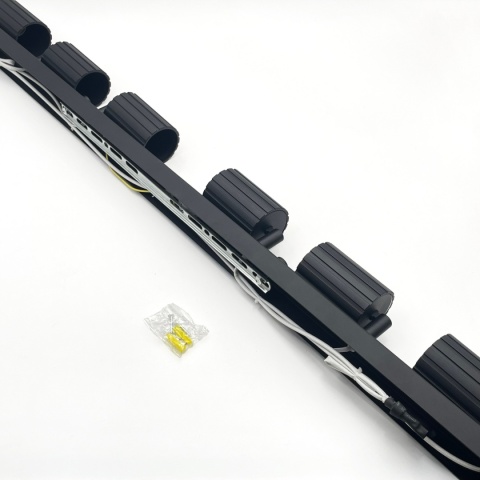 Nowoczesna lampa PRISMA 96 cm - czarna - klosze ryflowane, GU10