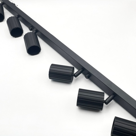 Nowoczesna lampa PRISMA 96 cm - czarna - klosze ryflowane, GU10