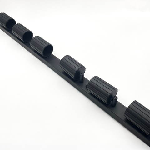 Nowoczesna lampa PRISMA 96 cm - czarna - klosze ryflowane, GU10