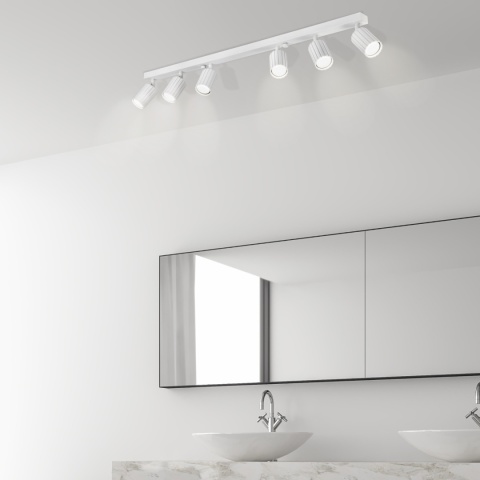 Nowoczesna lampa PRISMA 96 cm - biała - klosze ryflowane, GU10