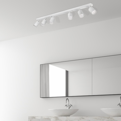 Nowoczesna lampa PRISMA 96 cm - biała - klosze ryflowane, GU10