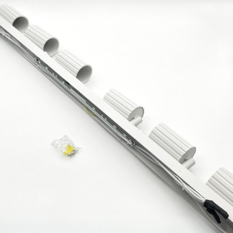 Nowoczesna lampa PRISMA 96 cm - biała - klosze ryflowane, GU10