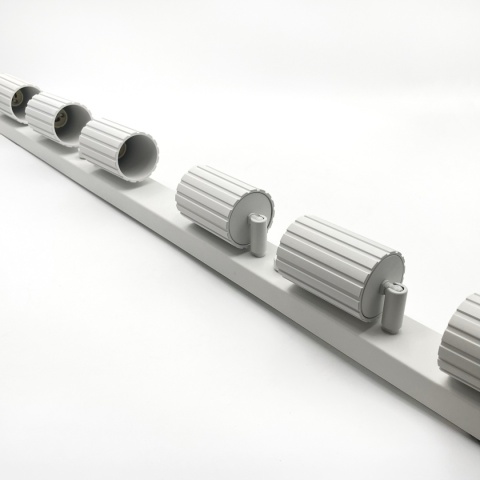 Nowoczesna lampa PRISMA 96 cm - biała - klosze ryflowane, GU10