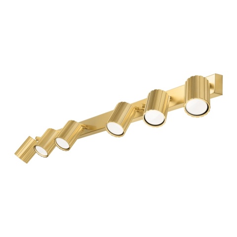 Nowoczesna lampa PRISMA 96 cm - złota - klosze ryflowane, GU10