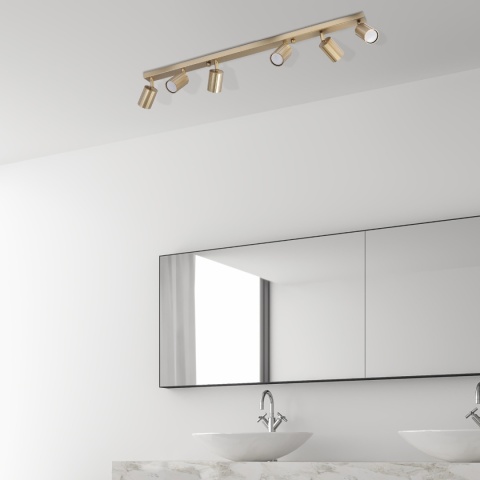 Nowoczesna lampa PRISMA 96 cm - złota - klosze ryflowane, GU10