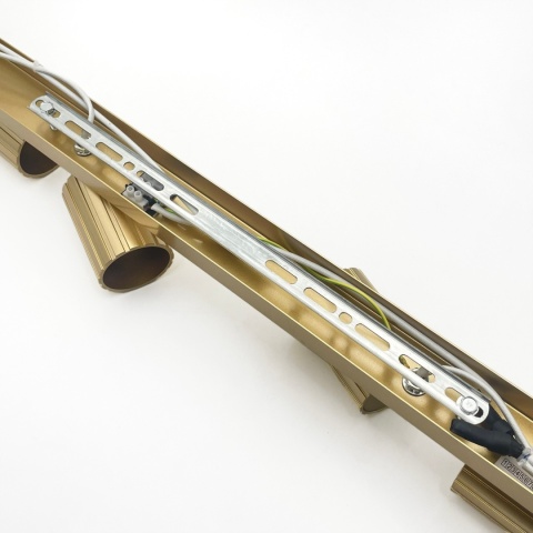 Nowoczesna lampa PRISMA 96 cm - złota - klosze ryflowane, GU10