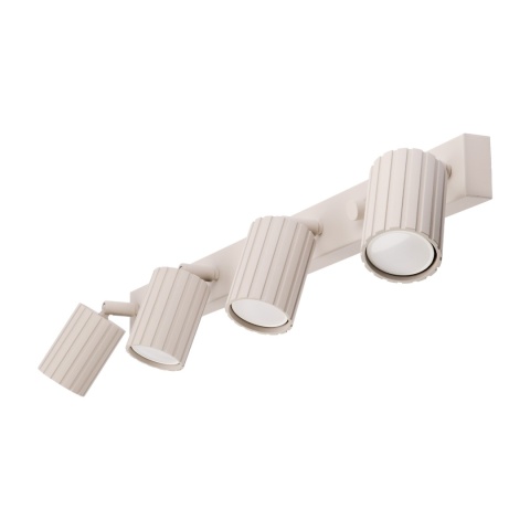 Nowoczesna lampa PRISMA 67 cm - beżowa - klosze ryflowane, GU10