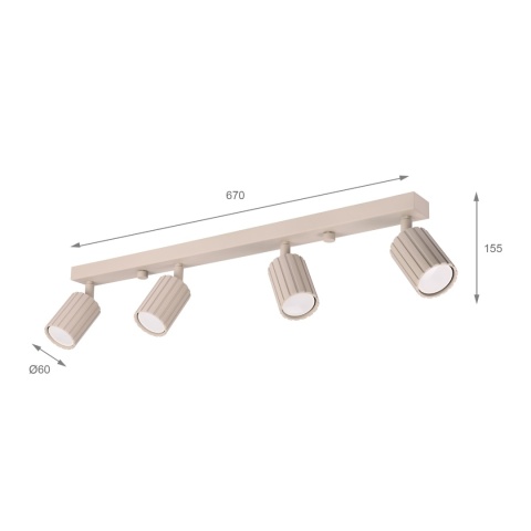 Nowoczesna lampa PRISMA 67 cm - beżowa - klosze ryflowane, GU10