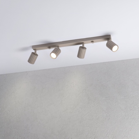 Nowoczesna lampa PRISMA 67 cm - beżowa - klosze ryflowane, GU10