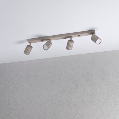 Nowoczesna lampa PRISMA 67 cm - beżowa - klosze ryflowane, GU10