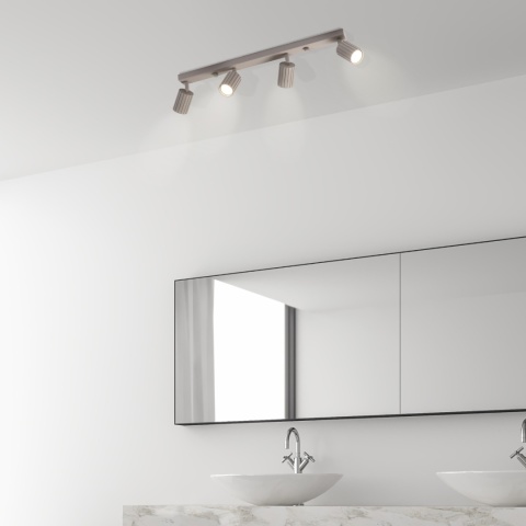 Nowoczesna lampa PRISMA 67 cm - beżowa - klosze ryflowane, GU10