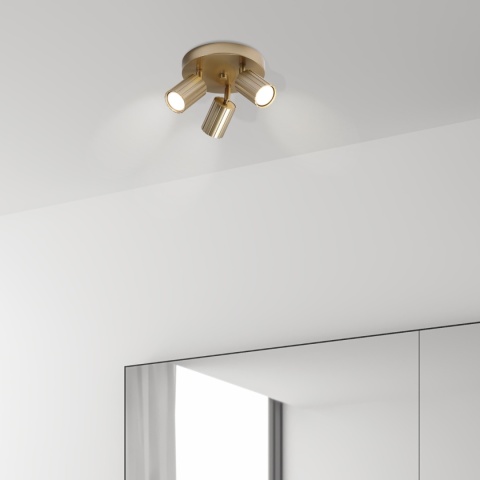 Nowoczesna lampa PRISMA śr. 20 cm - złota - klosze ryflowane, GU10