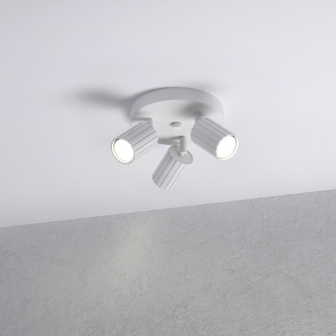 Nowoczesna lampa PRISMA śr. 20 cm - biała - klosze ryflowane, GU10