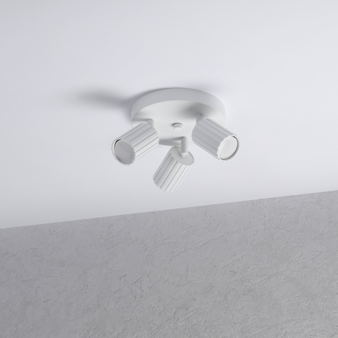 Nowoczesna lampa PRISMA śr. 20 cm - biała - klosze ryflowane, GU10