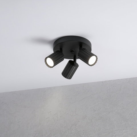 Nowoczesna lampa PRISMA śr. 20 cm - czarna - klosze ryflowane, GU10