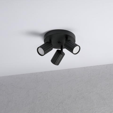 Nowoczesna lampa PRISMA śr. 20 cm - czarna - klosze ryflowane, GU10